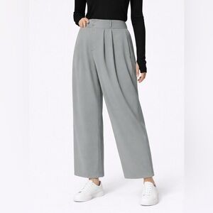 Halara Wide Leg Trousers Women’s Large Petite Gray Work Stretch High Rise
